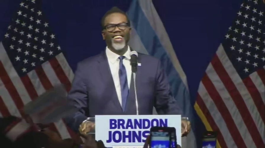 Chicago Mayor-elect Brandon Johnson speaks at election night victory event