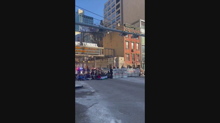 Pro-Palestinian demonstrators block entrance to Holland Tunnel