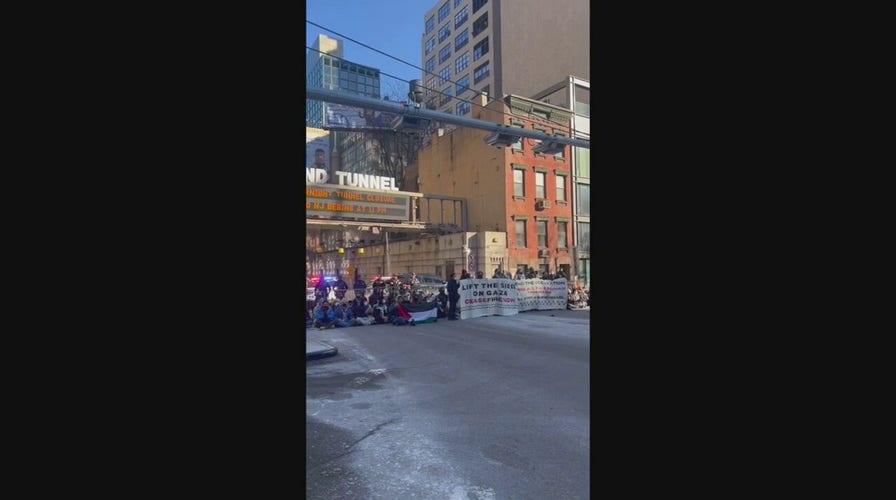 Pro-Palestinian demonstrators block entrance to Holland Tunnel