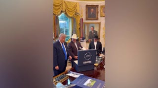 Trump welcomes rodeo world champions to the Oval Office