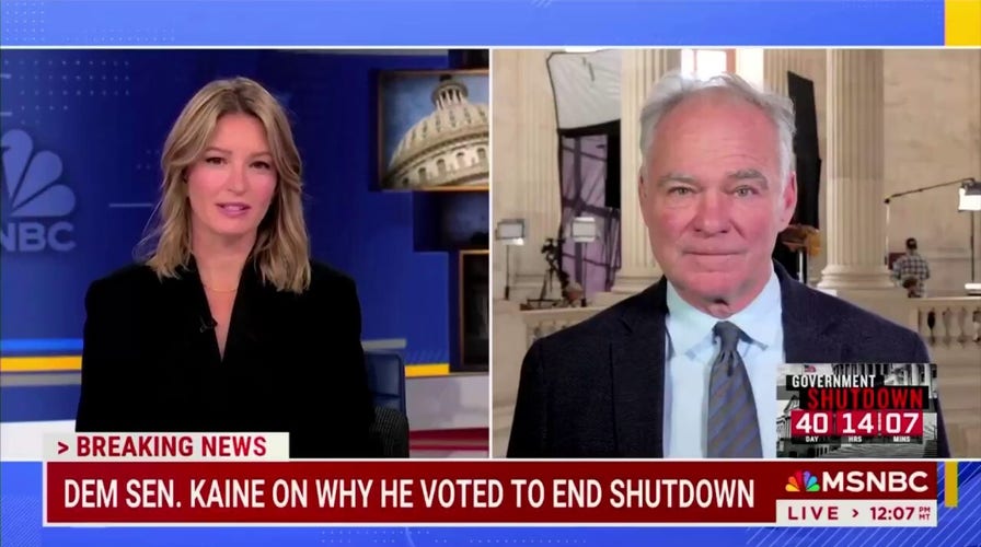 Sen. Tim Kaine claims MSNBC big   'overdramatizing' Democratic shutdown fight