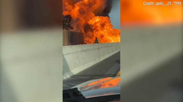 NJ tractor-trailer fire that caused massive delays, damage caught on camera