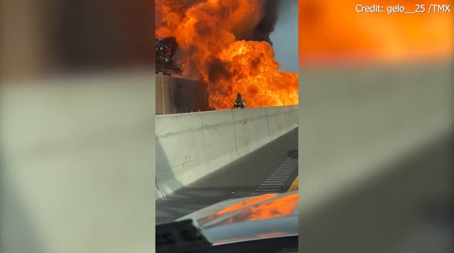 NJ tractor-trailer fire that caused massive delays, damage caught on camera