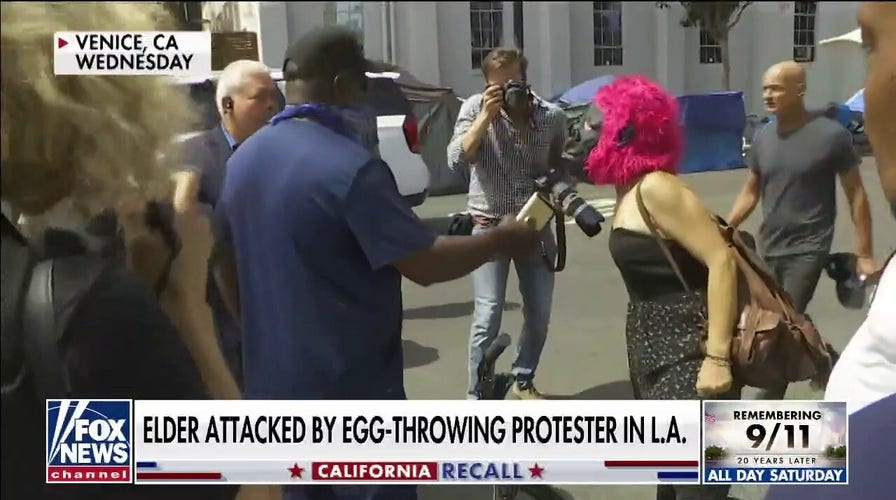 Larry Elder pelted with eggs by protester