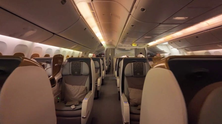 Passenger finds astir   bare  Emirates concern  people  compartment  connected  abbreviated  flight