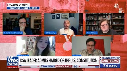 Democratic socialist leader admits 'hatred' of the US Constitution
