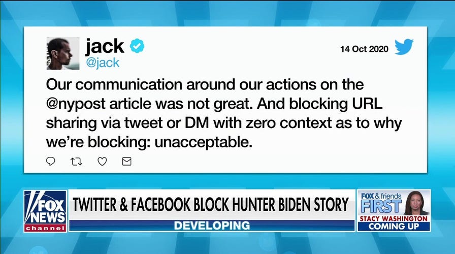 Twitter’s decision to block NY Post’s Hunter Biden story 'unacceptable,' CEO says