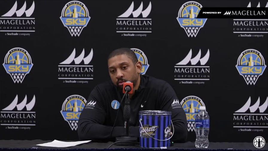 Sky coach Tyler Marsh reacts to Natasha Cloud's altercation with Enes Kanter Freedom