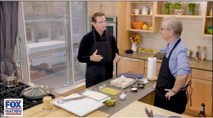 Joe Theismann and Steve Doocy cook fried chicken