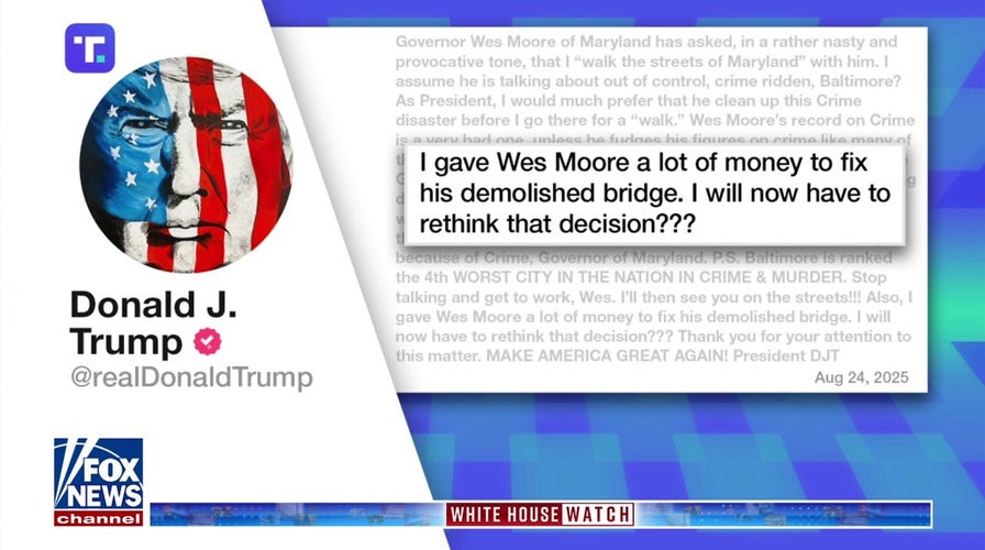 Trump jabs Maryland governor, threatens bridge repair funds