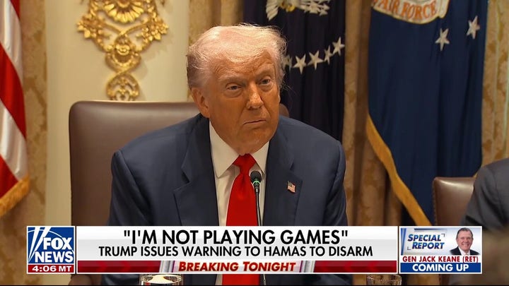  President Trump issues stern warning to Hamas