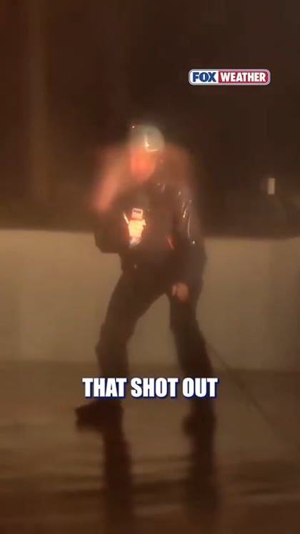 Reporter nearly knocked off his feet by Hurricane Isaias