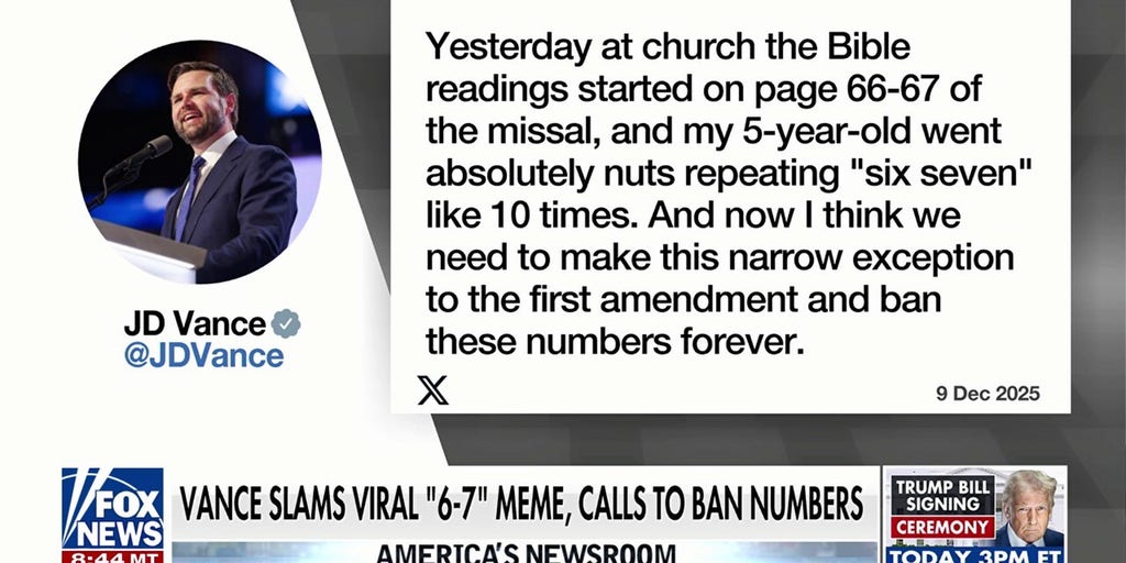 JD Vance floats First Amendment 'exception' to ban '6-7'