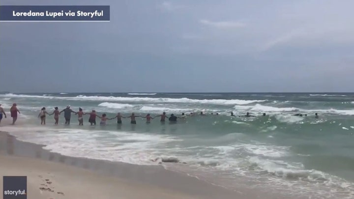 Panama City Beach human chain rescue