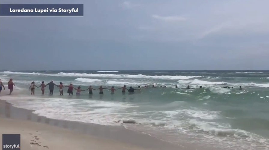 Panama City Beach human chain rescue