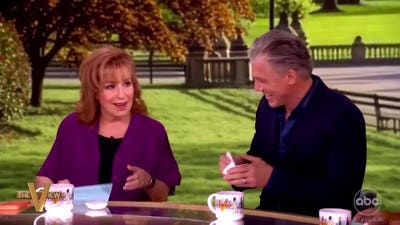 'The View' host shocks audience, co-hosts after kissing guest Anson Mount on the lips