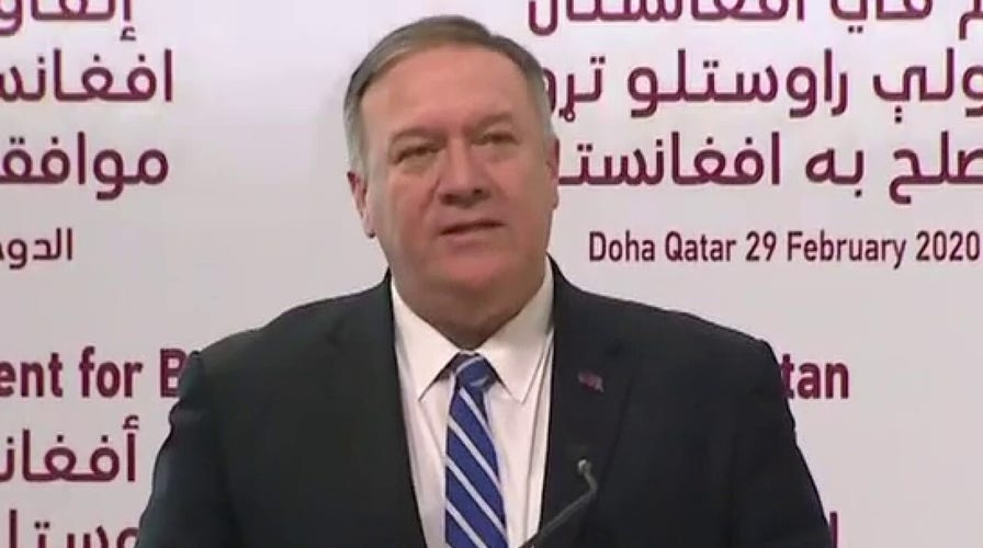 Pompeo speaks at US-Taliban peace deal signing