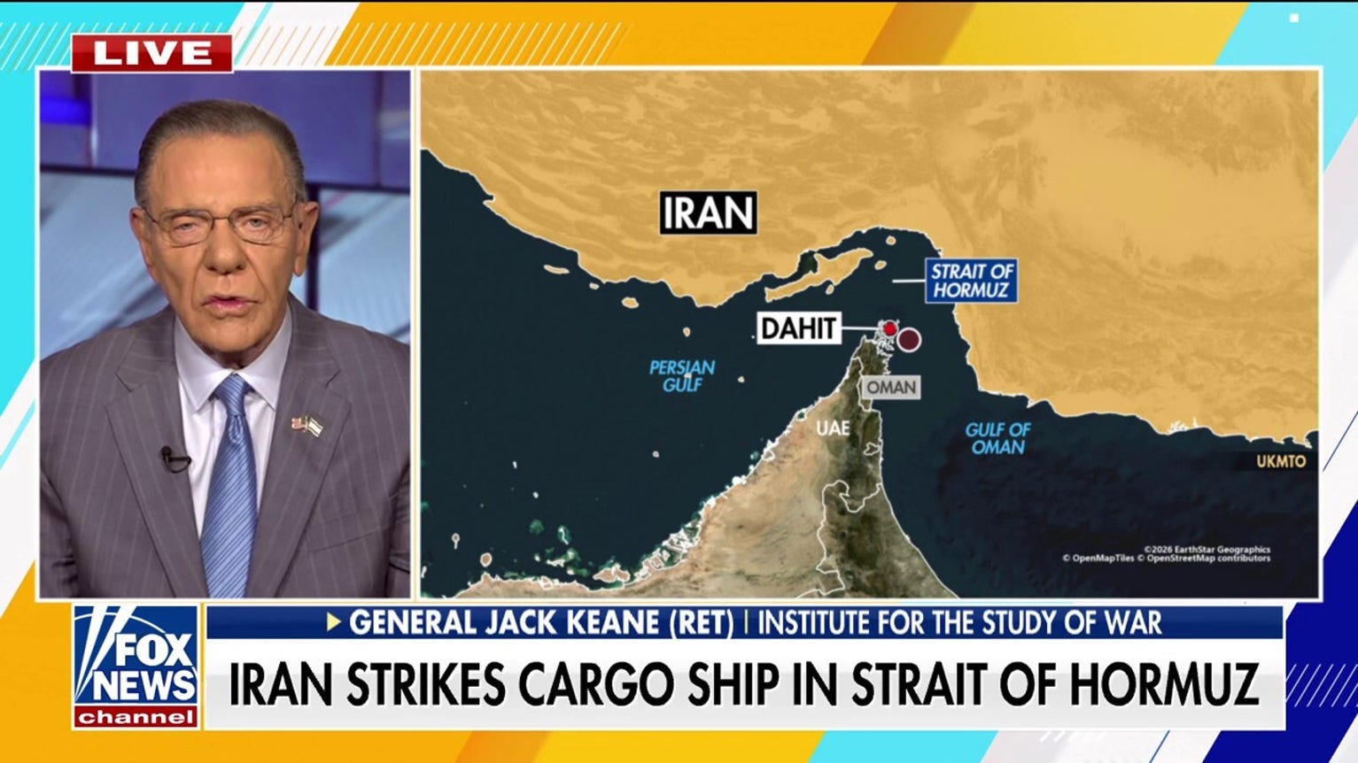 Gen Keane warns Iran believes it achieved 'geopolitical advantage' after cargo ship strike