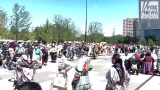 Native Americans perform traditional dance at Obama Presidential Center