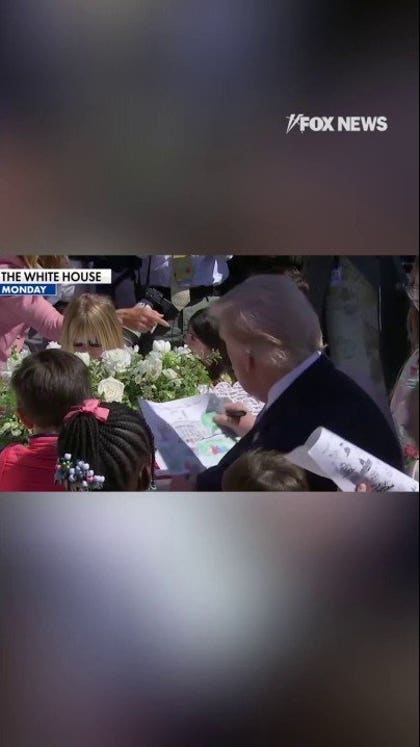 Trump ROASTS Biden's autopen while meeting with children