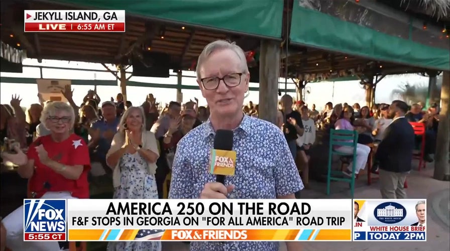 Steve Doocy broadcasts from Jekyll Island, Georgia for America 250 road trip
