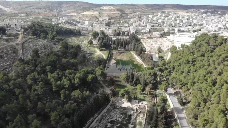 Drone footage showing Solomon's pools