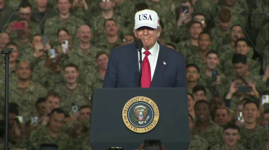 Trump makes address aboard USS George Washington in Japan