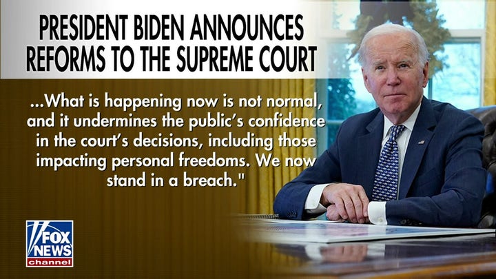 Biden White House announces Supreme Court reform proposals