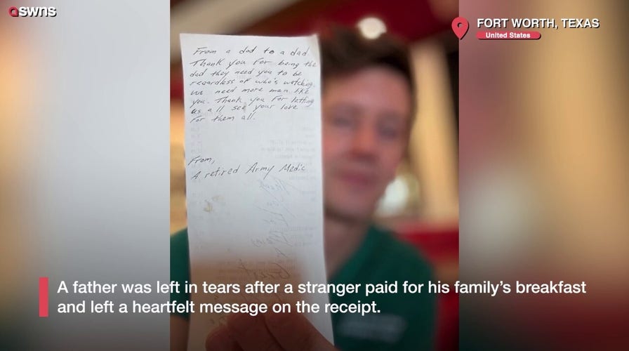 Father stunned when stranger pays his restaurant bill