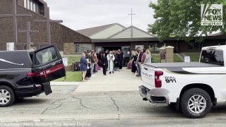 Pallbearers carry the coffin of 18-year-old Cayler Ellingson after his funeral in Carrington, North Dakota. - Fox News