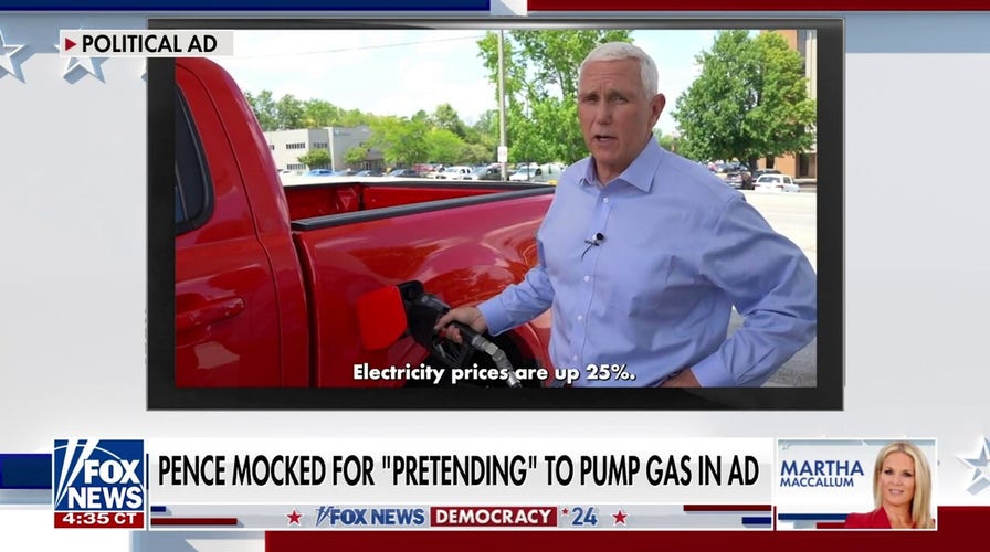 Pence mocked for 'pretending' to pump gas in 2024 ad