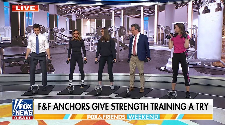 ‘Fox & Friends Weekend’ anchors do strength training exercises with fitness expert