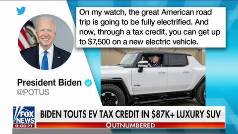 Biden ripped for 'tone-deaf' photo with luxury EV as Americans battle rampant inflation