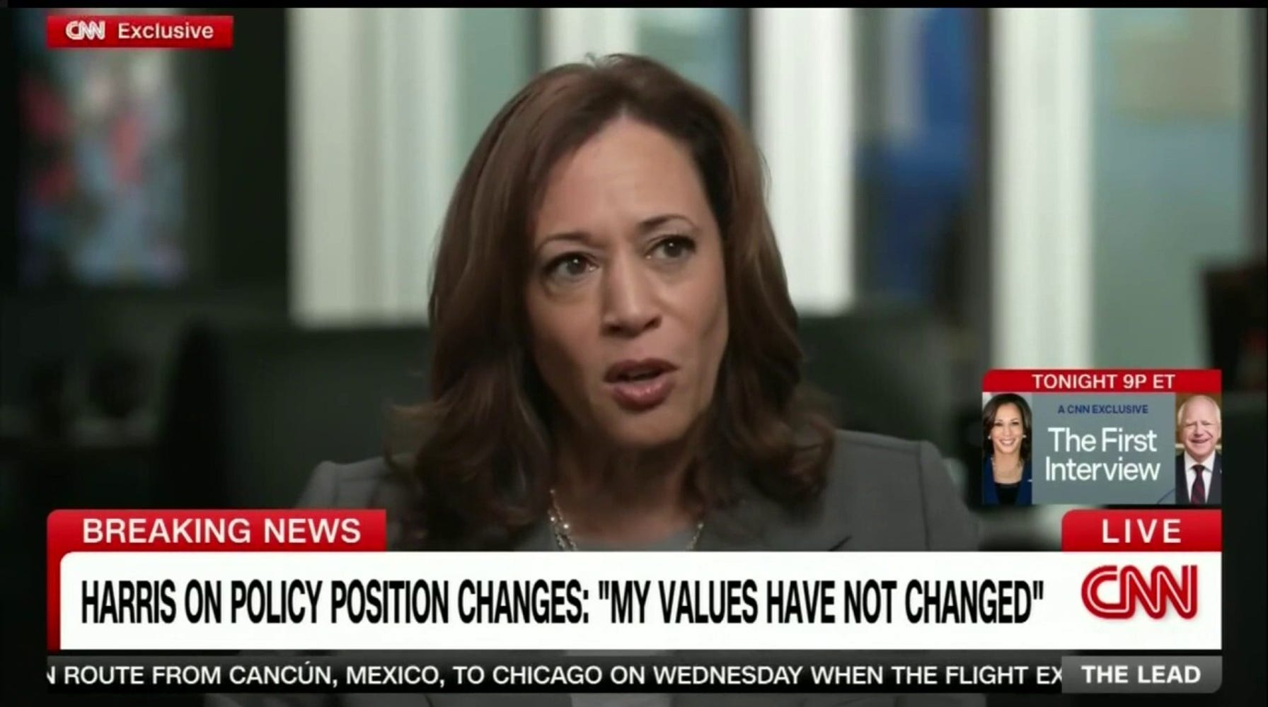 Kamala Harris Defends Policy Changes, Values Remain Unaltered