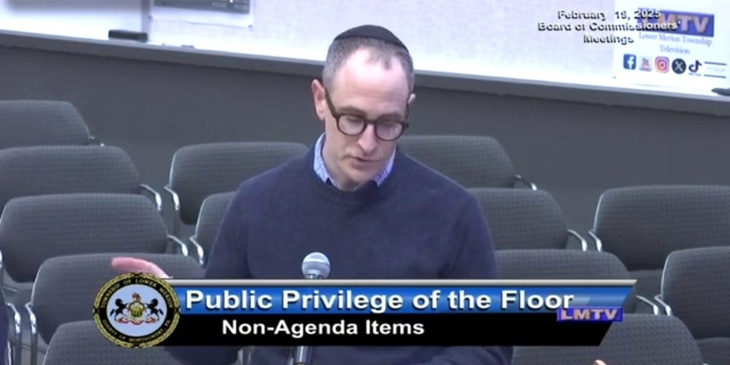 Jeff and Rachel Lobman speak to the Lower Merion County Board of Commissioners about their concerns regarding free speech