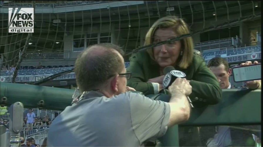 Fox News talks with House Speaker Pelosi during the Congressional Baseball Game