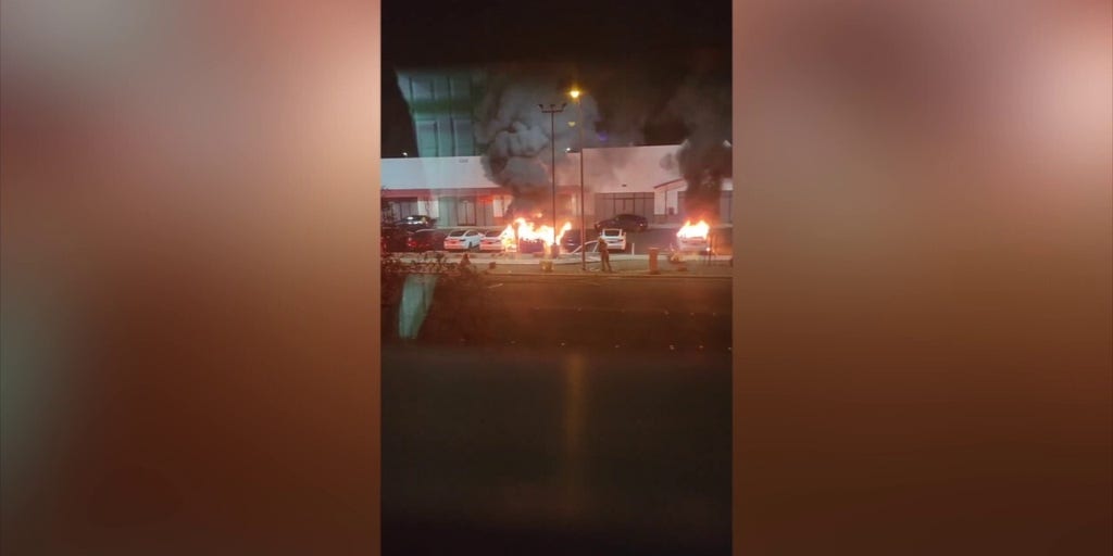 Five Teslas set on fire in suspected molotov cocktail attack at Las Vegas repair shop