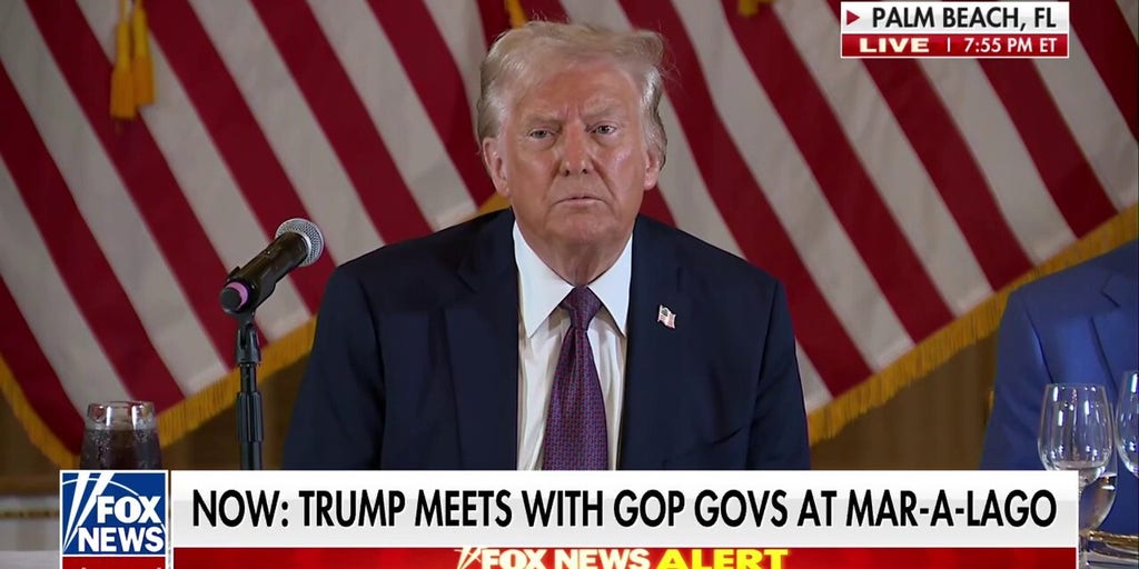 Trump speaks to the press during meeting with GOP governors