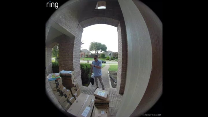 Amazon shopping enthusiast in Texas shocks husband with porch full of packages