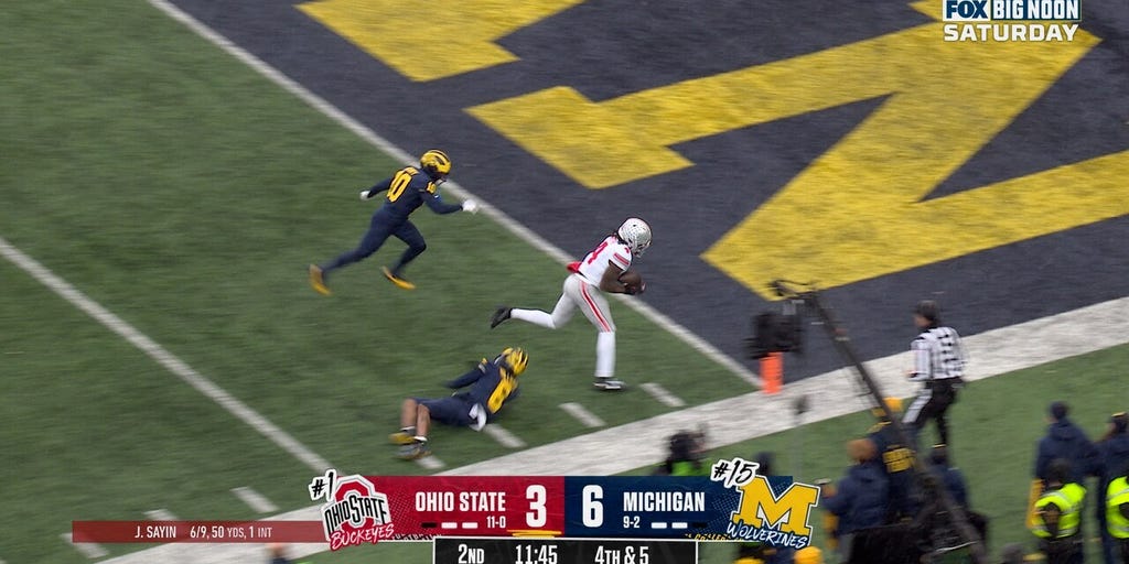 Julian Sayin finds Jeremiah Smith for a 35-yard TD, giving Ohio State lead over Michigan