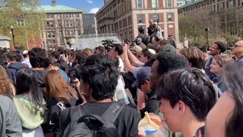 Protestors at Columbia University heckle House Speaker Mike Johnson: 'We can't hear you'
