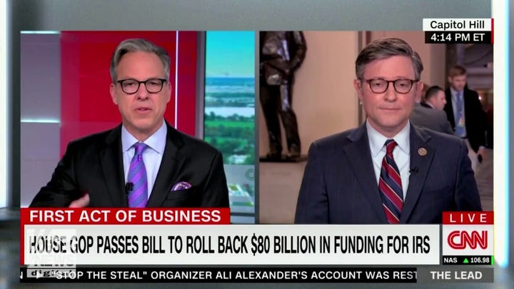 CNN's Jake Tapper, Rep. Mike Johnson clash on bill repealing IRS funding