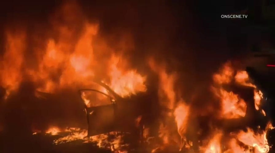 Los Angeles street takeover ends in inferno