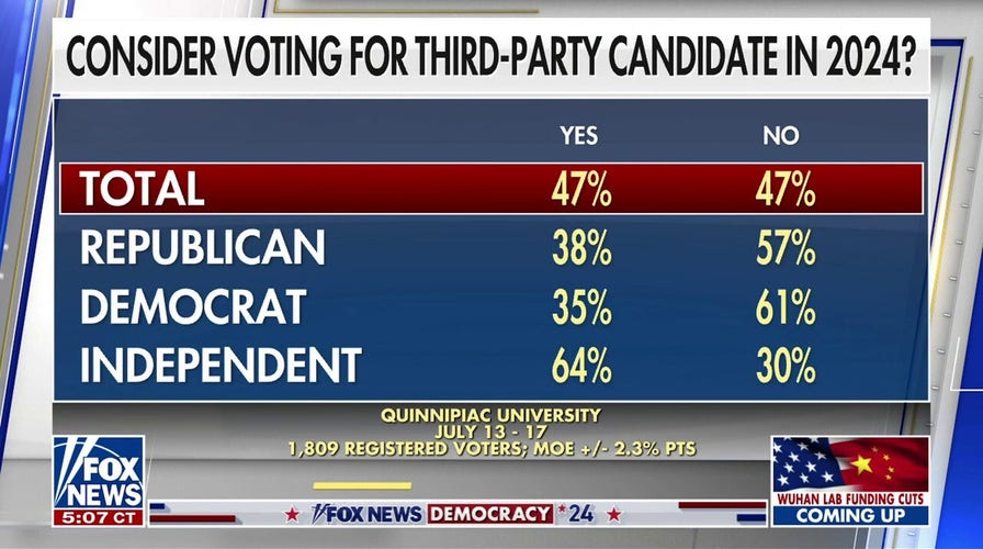 Nearly half of US voters would consider voting for a third-party candidate: Poll