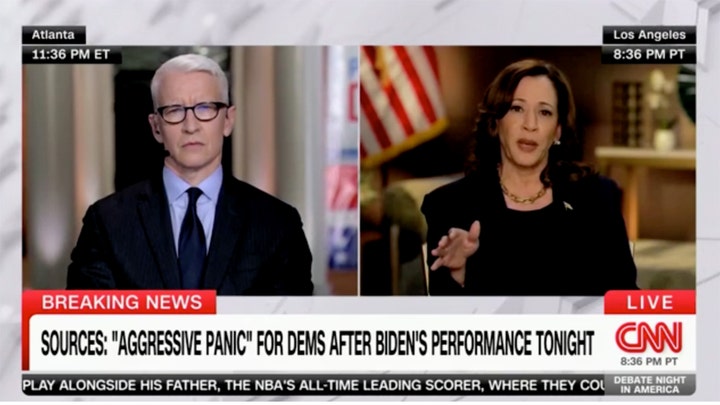 CNNs Anderson Cooper and Kamala Harris talk over each other in heated post-debate interview