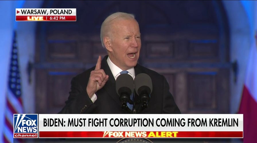 Biden says Putin 'cannot remain in power' as he assures Ukraine: 'We stand with you'