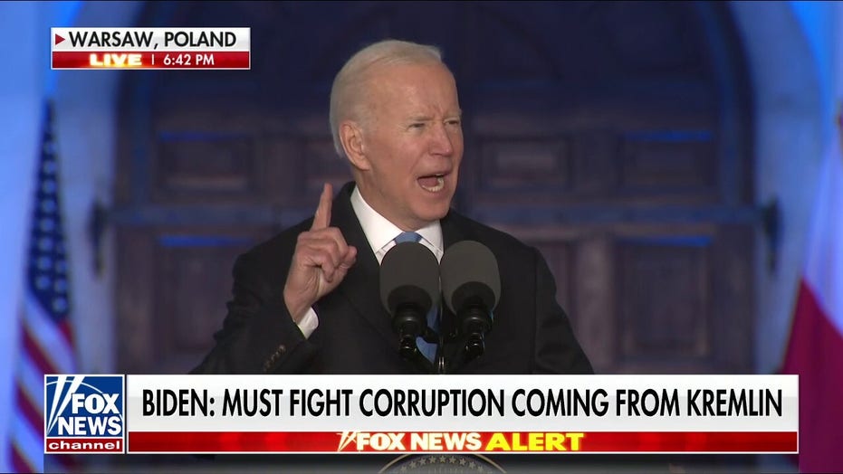 Biden says Putin 'cannot remain in power' as he assures Ukraine, 'We stand with you'