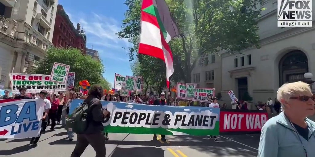 Iranian regime flags highlight ‘red-blue-green’ alliance at DC protest