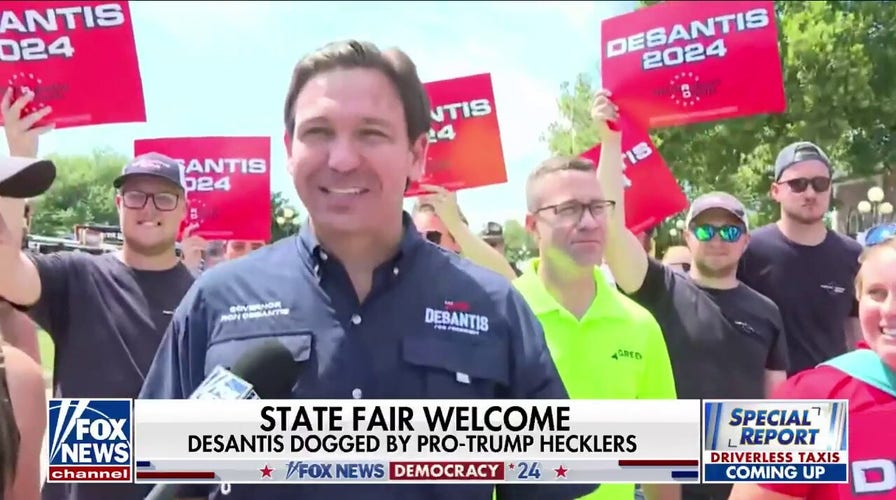 Trump, DeSantis campaign for voters at the Iowa state fair