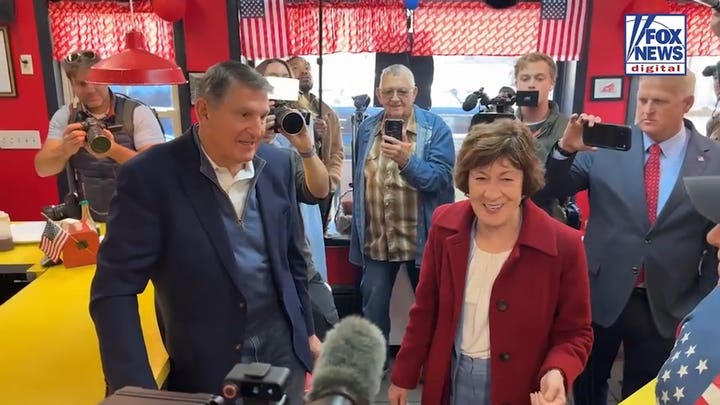 Former Democrat Manchin campaigns alongside Collins in Maine Senate race